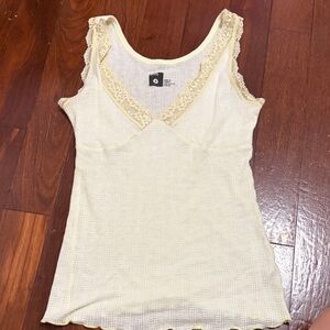 Lace-Trim BDG tank - cream/light yellow
